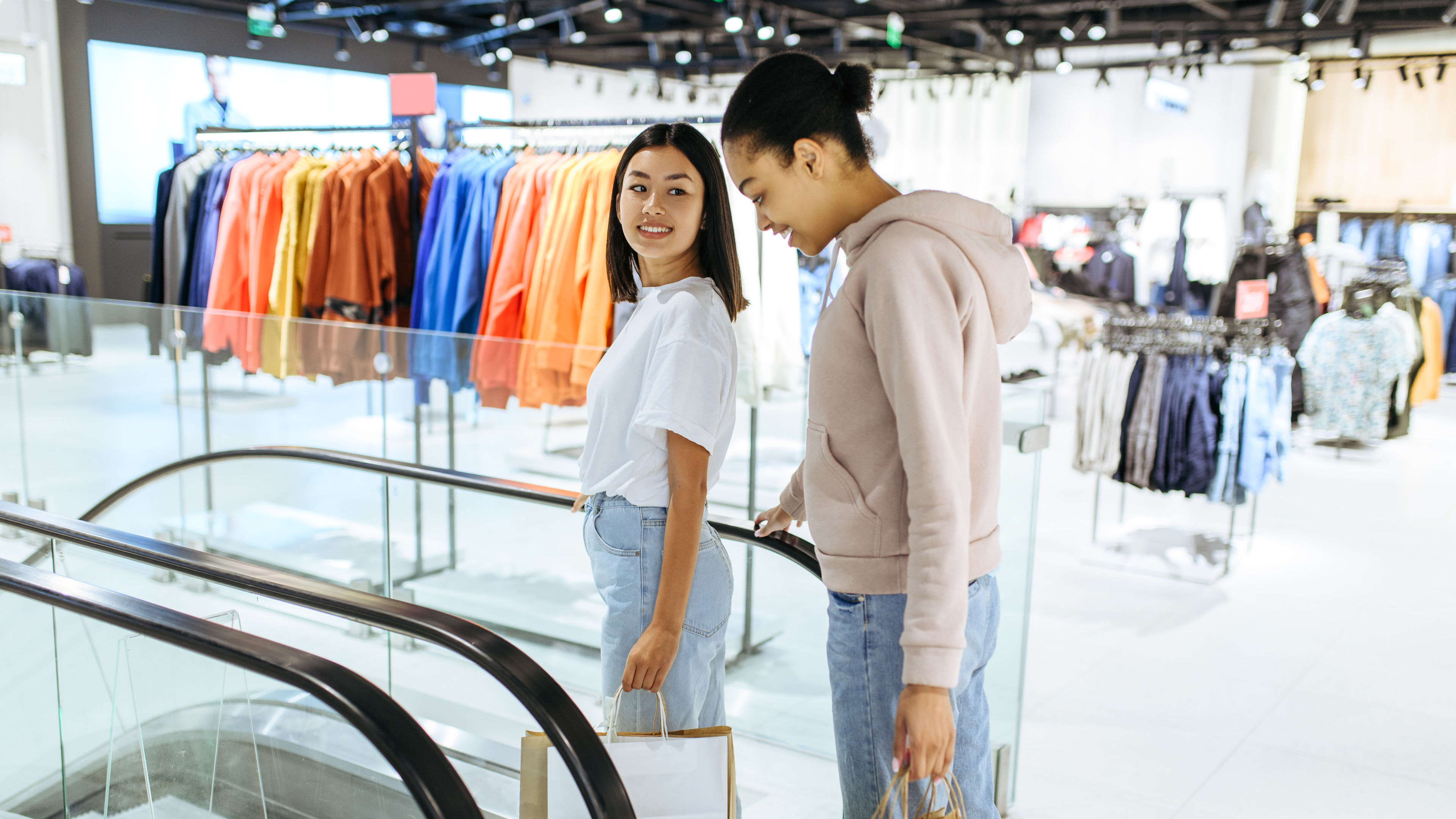 Asian girls in fashion store