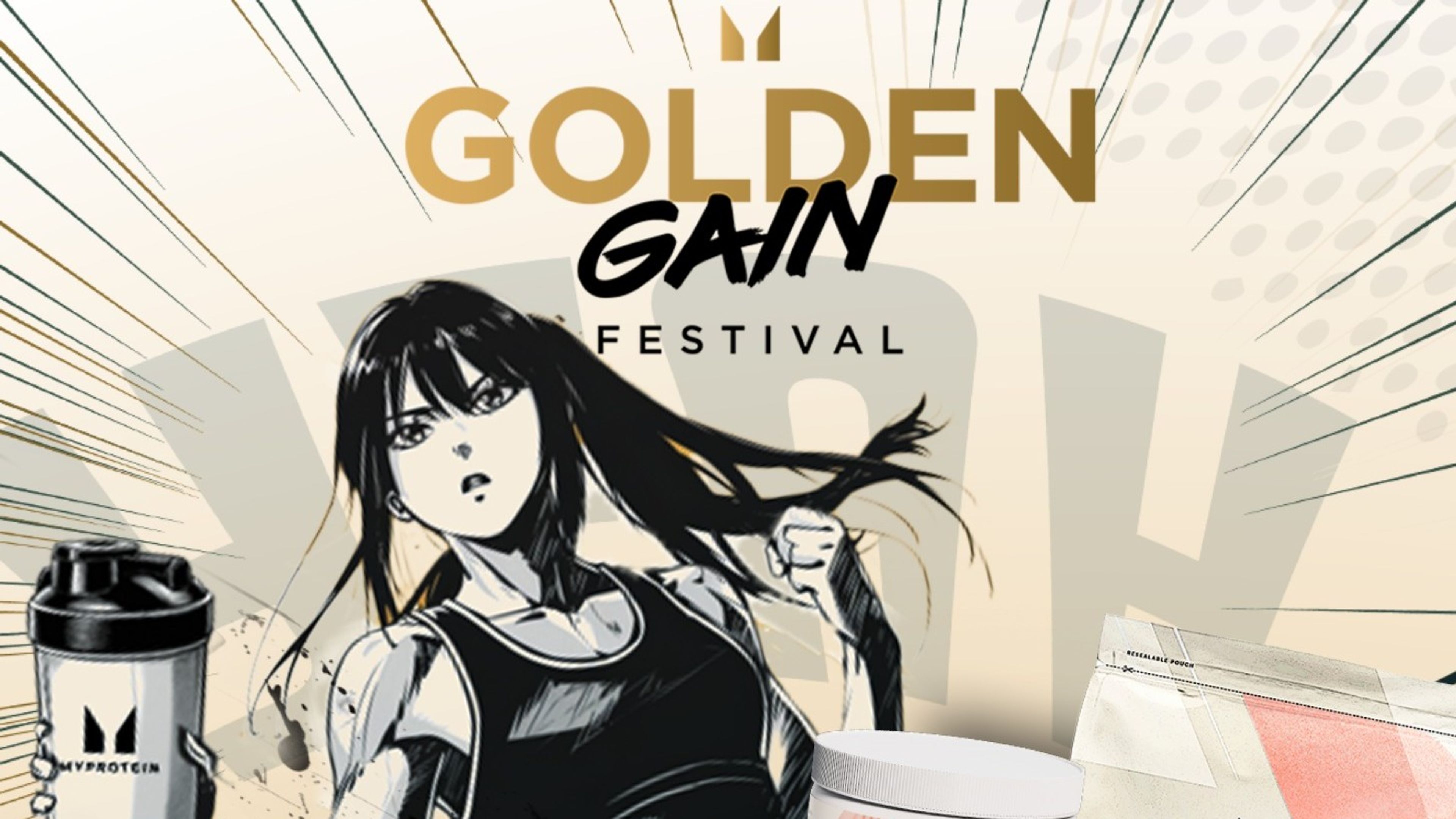 Myprotein banner image of Golden week sale.