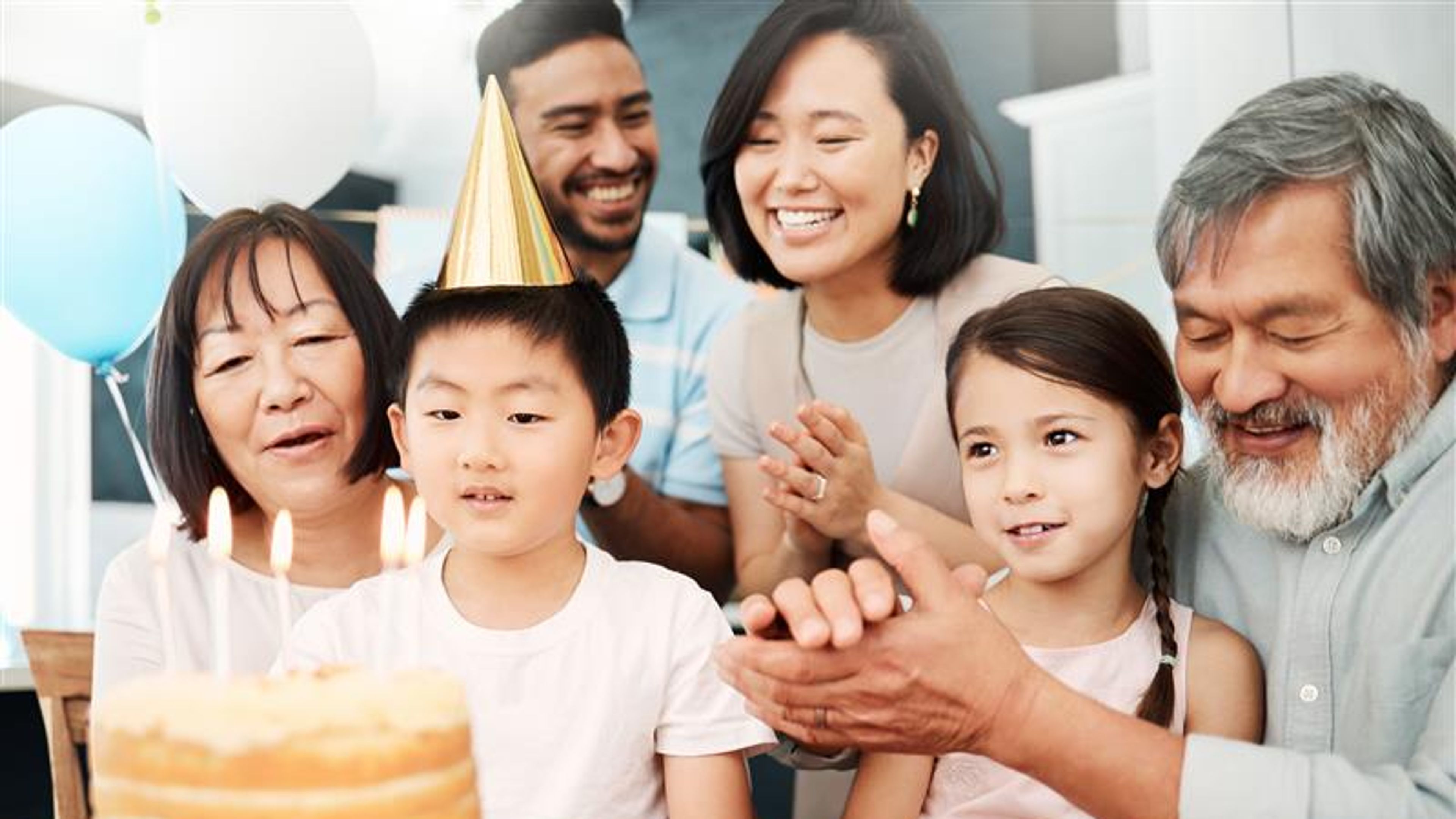 A family celebrating the birthday 