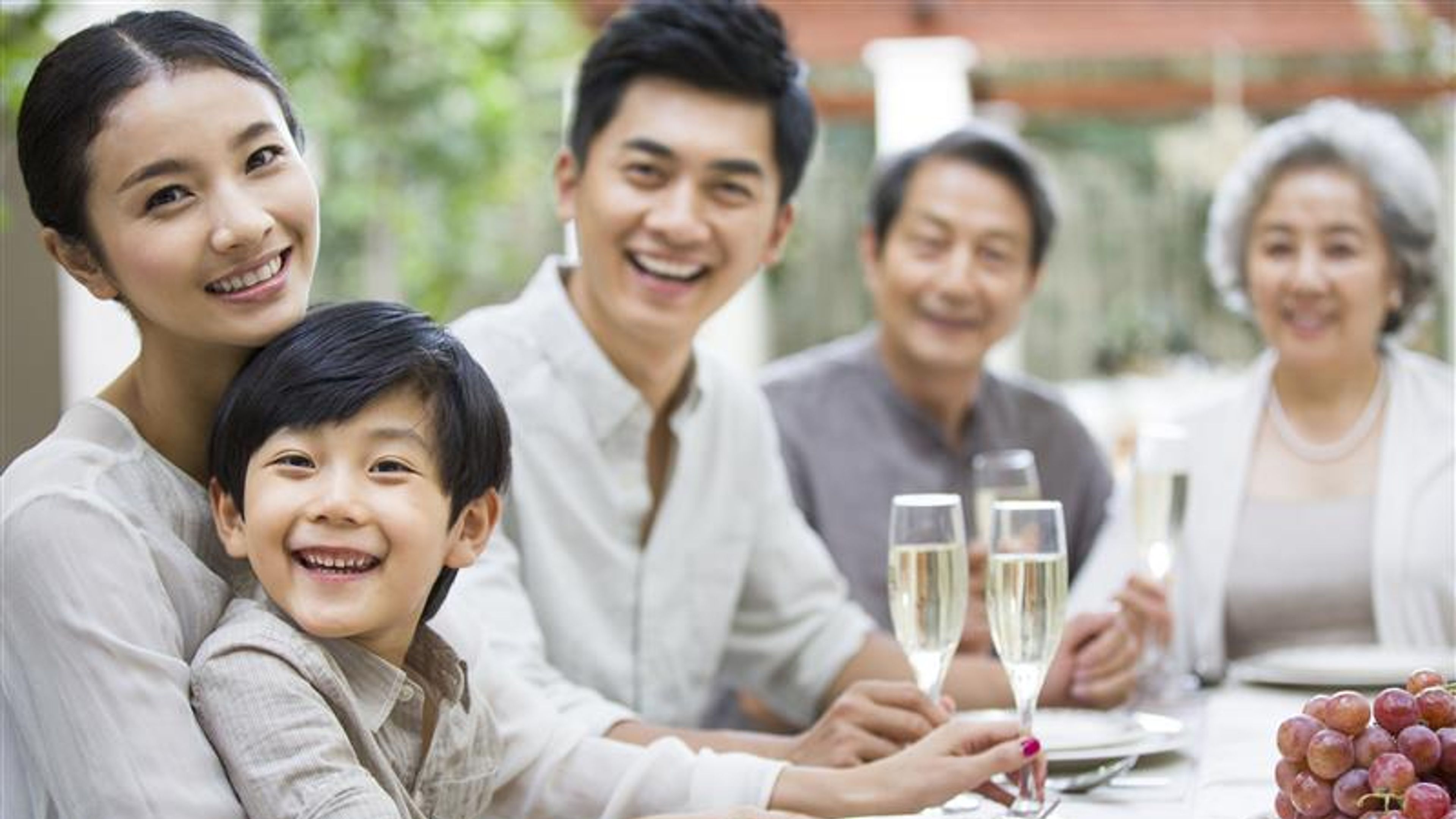 A family having food together 