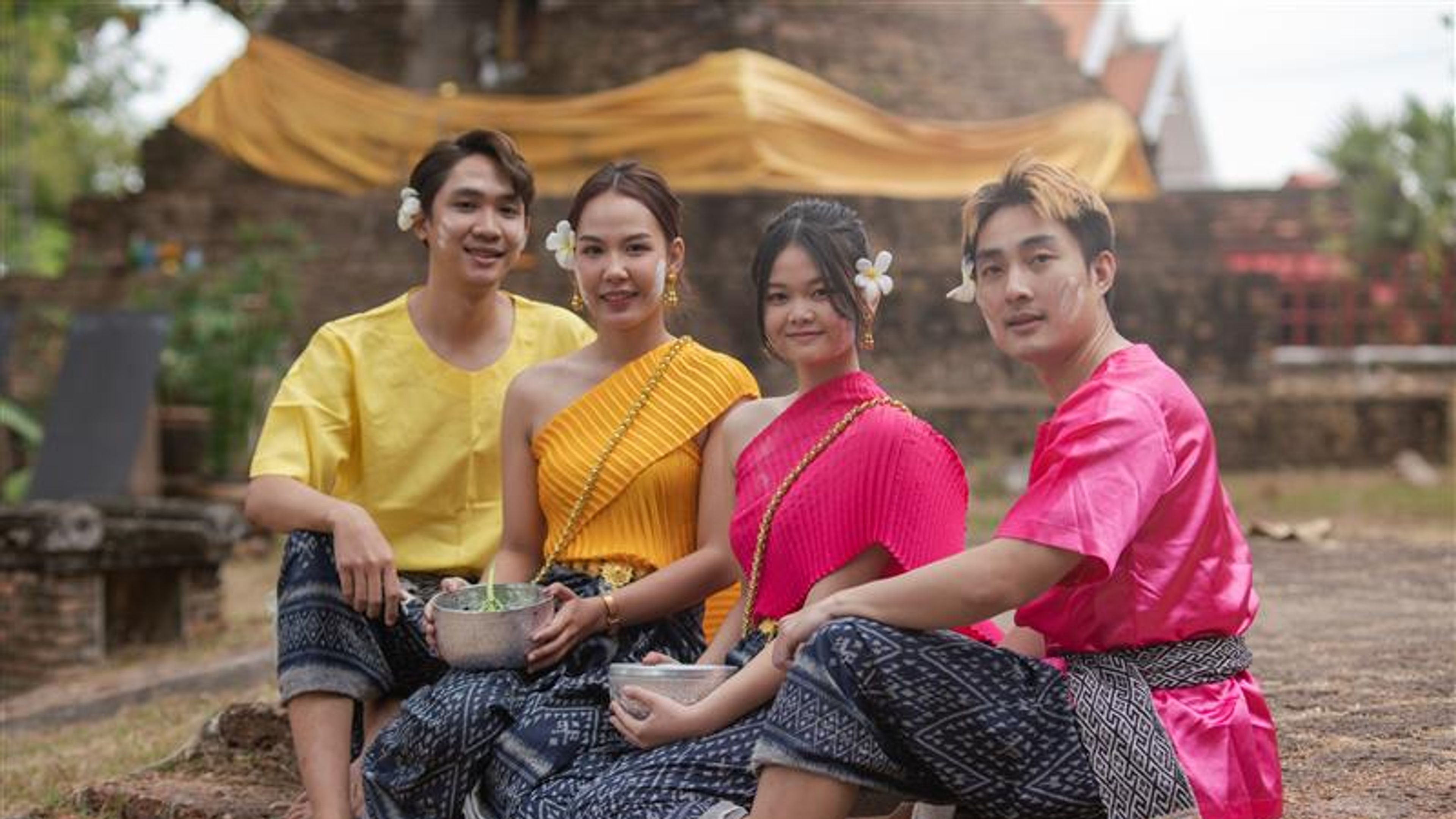A group of people wearing traditional dress.