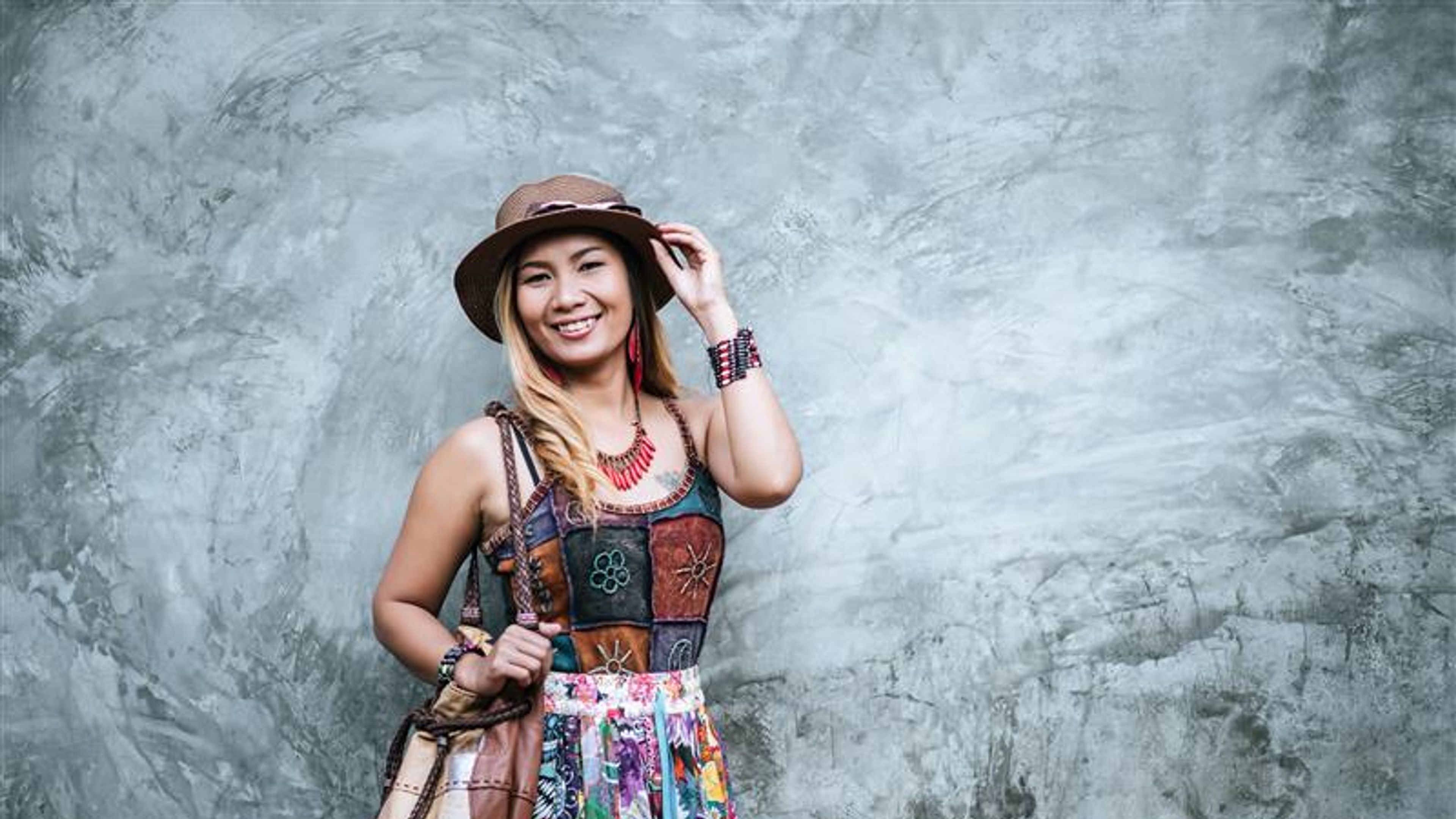 A woman in wanderlust fashion