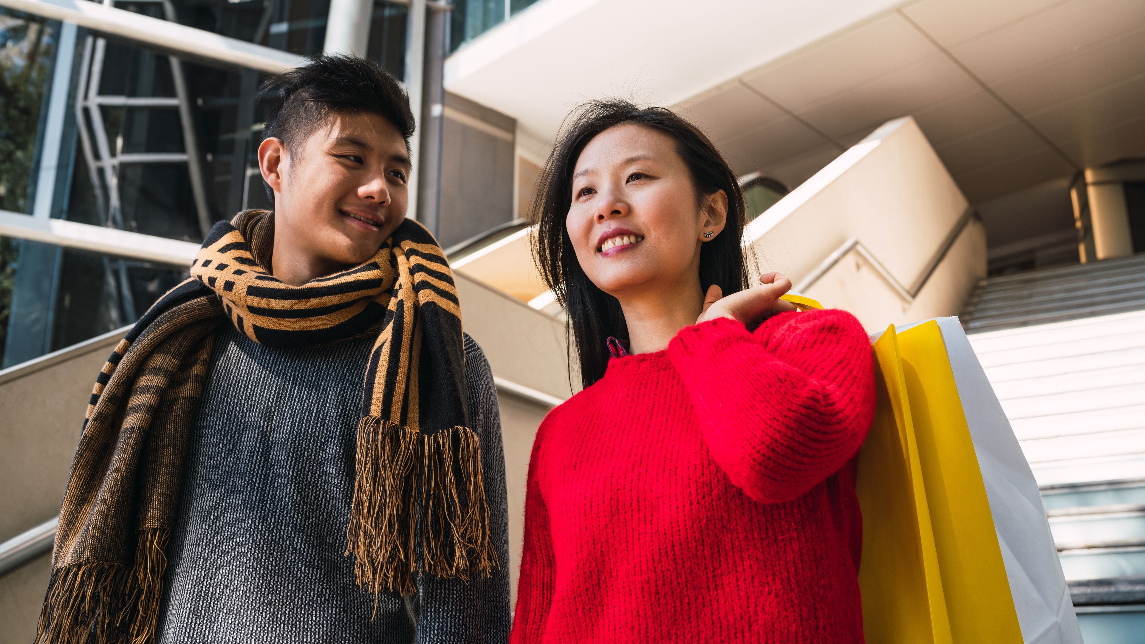 Couple in knitwears