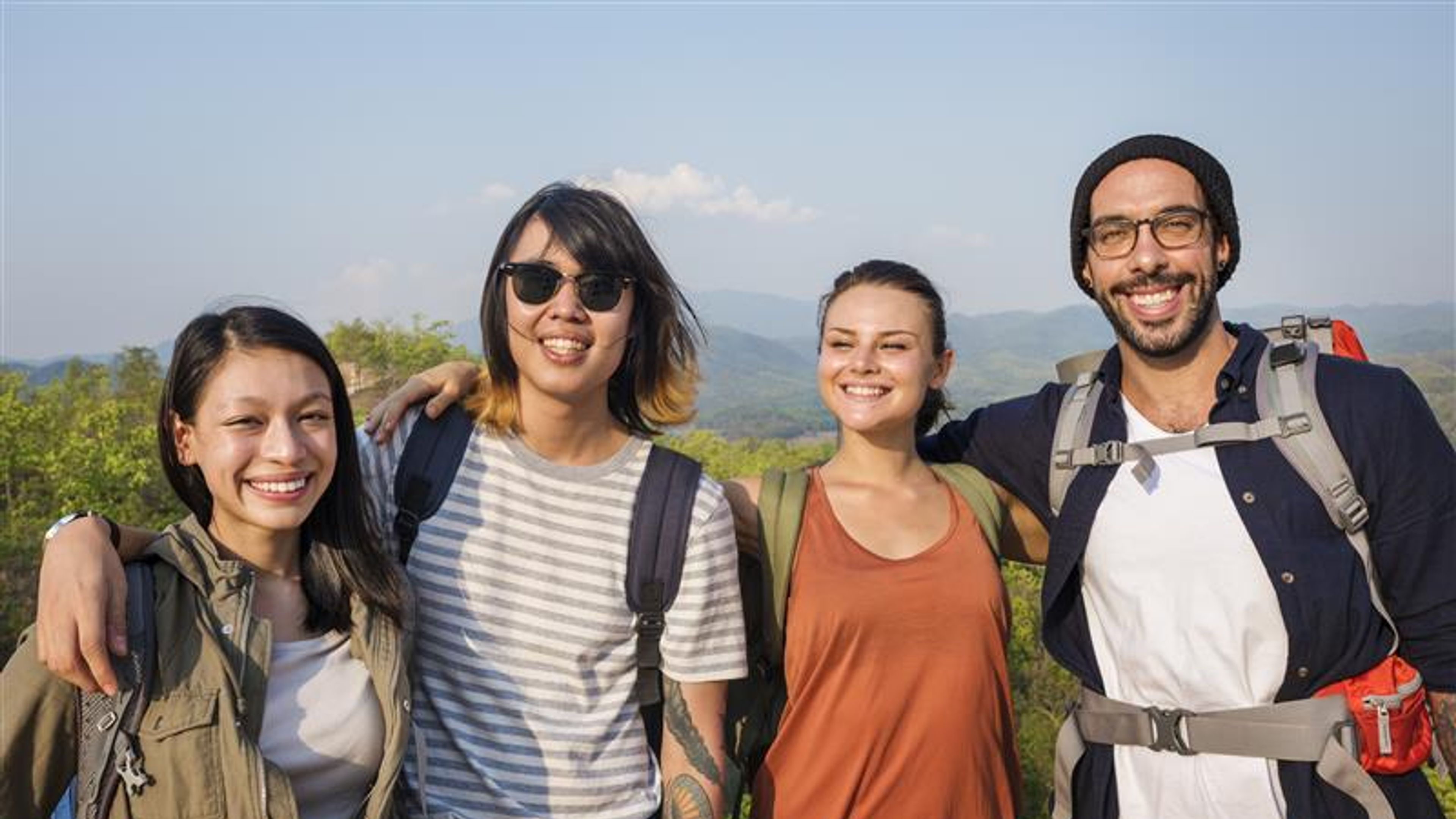 Diverse Friends Posing Outdoors Concept