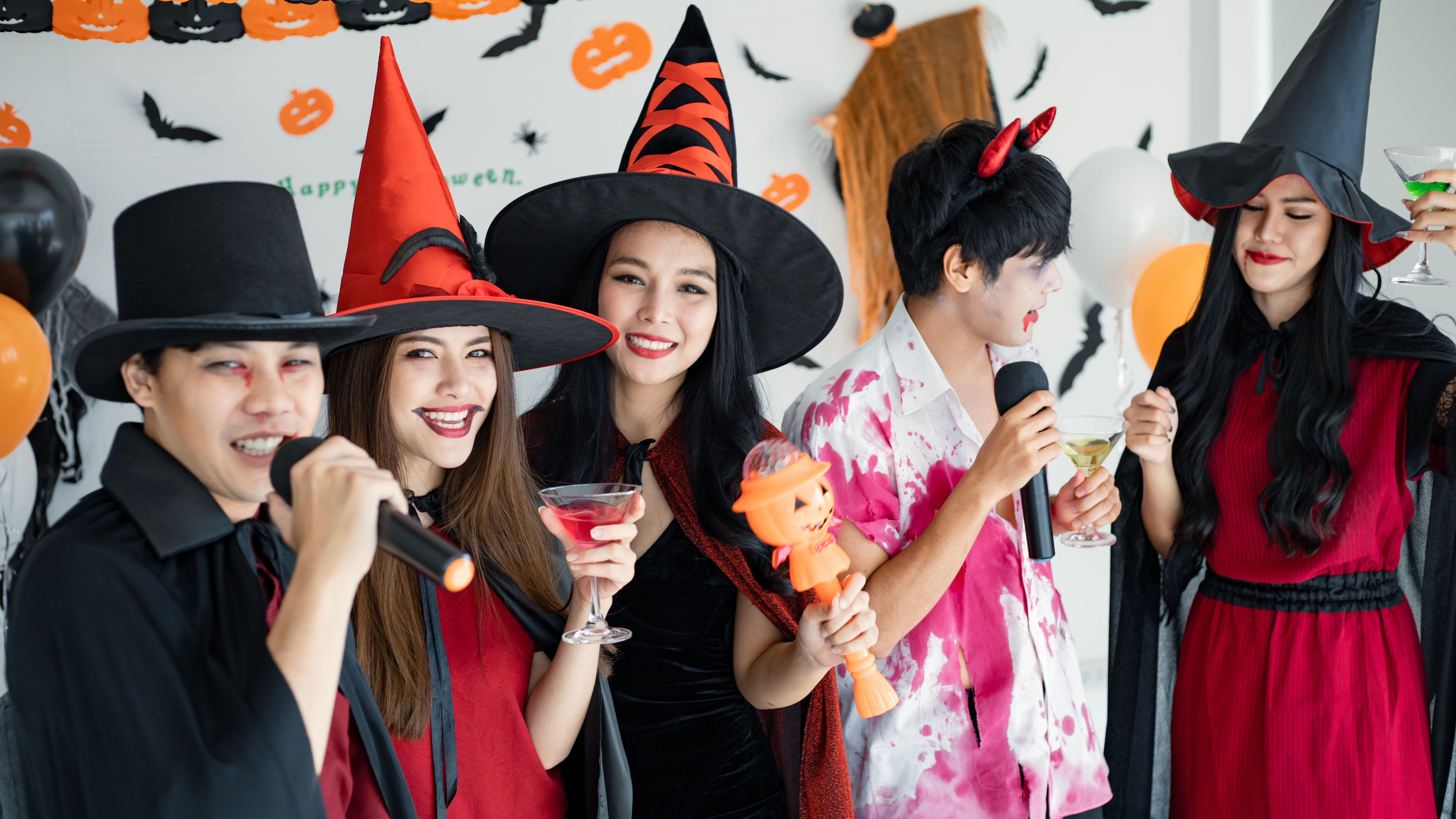 People celebrating a halloween party in Singapore 