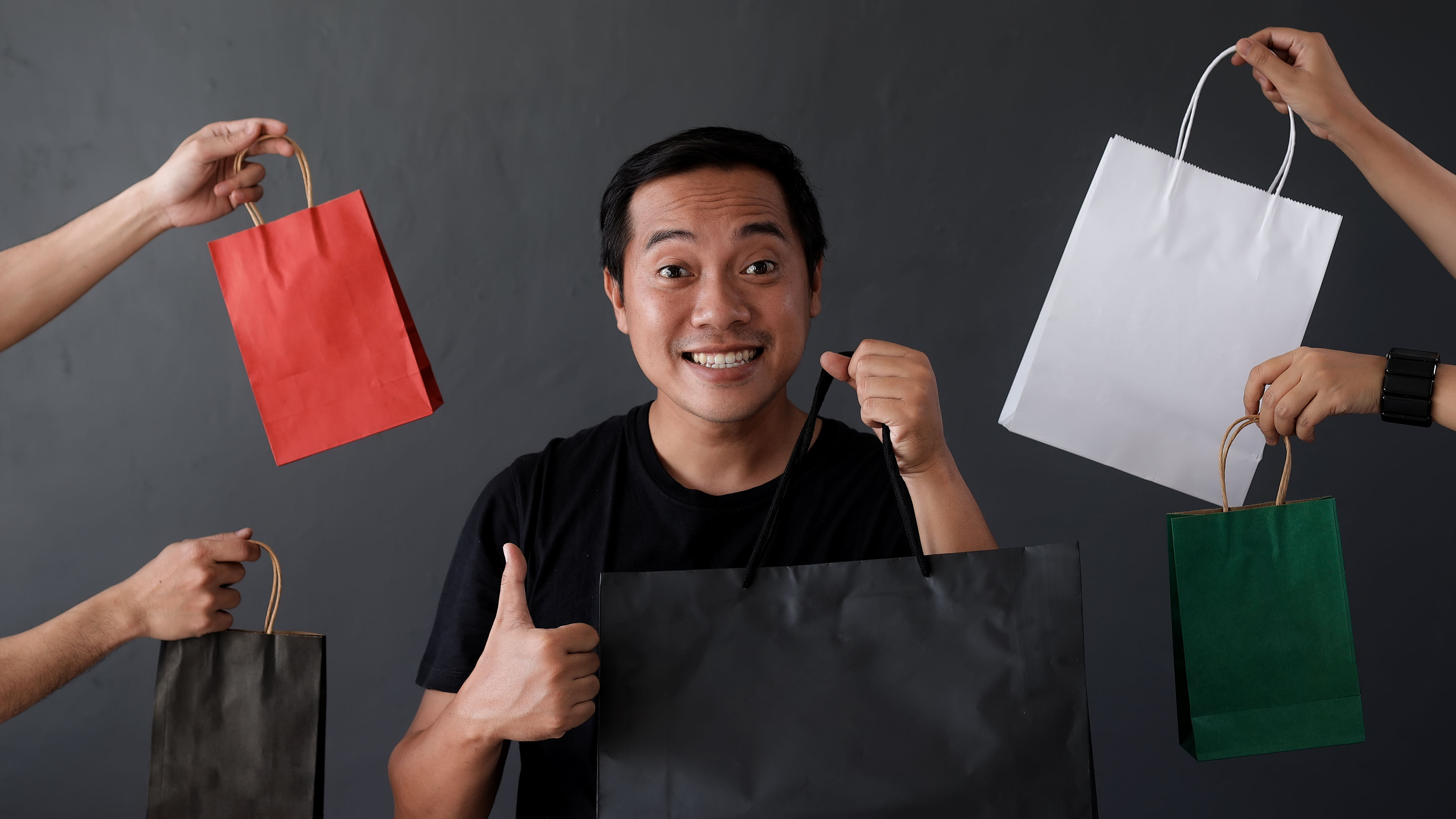 Shopping Addict with shopping bags 
