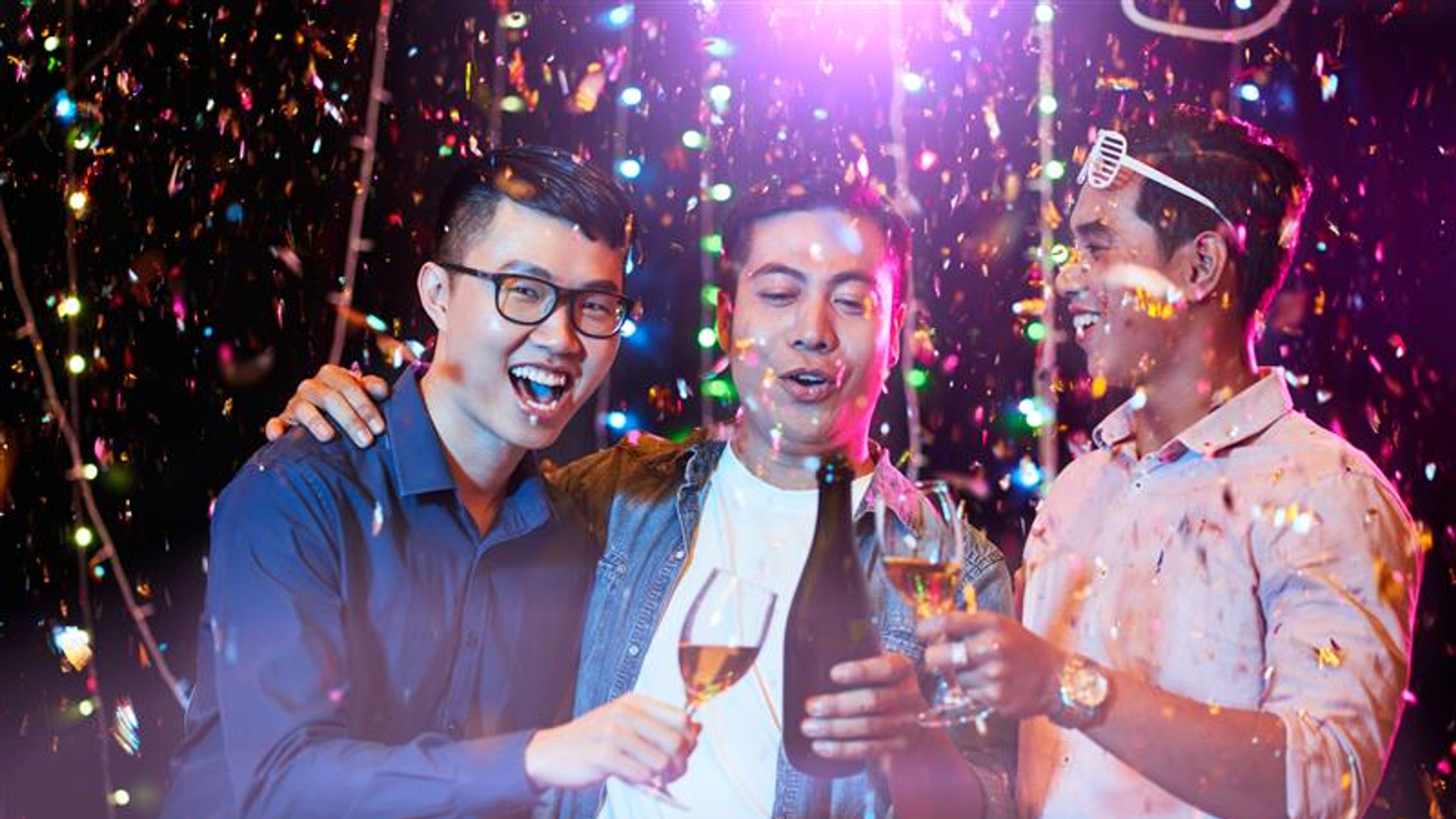 Three men at a bachelor party.