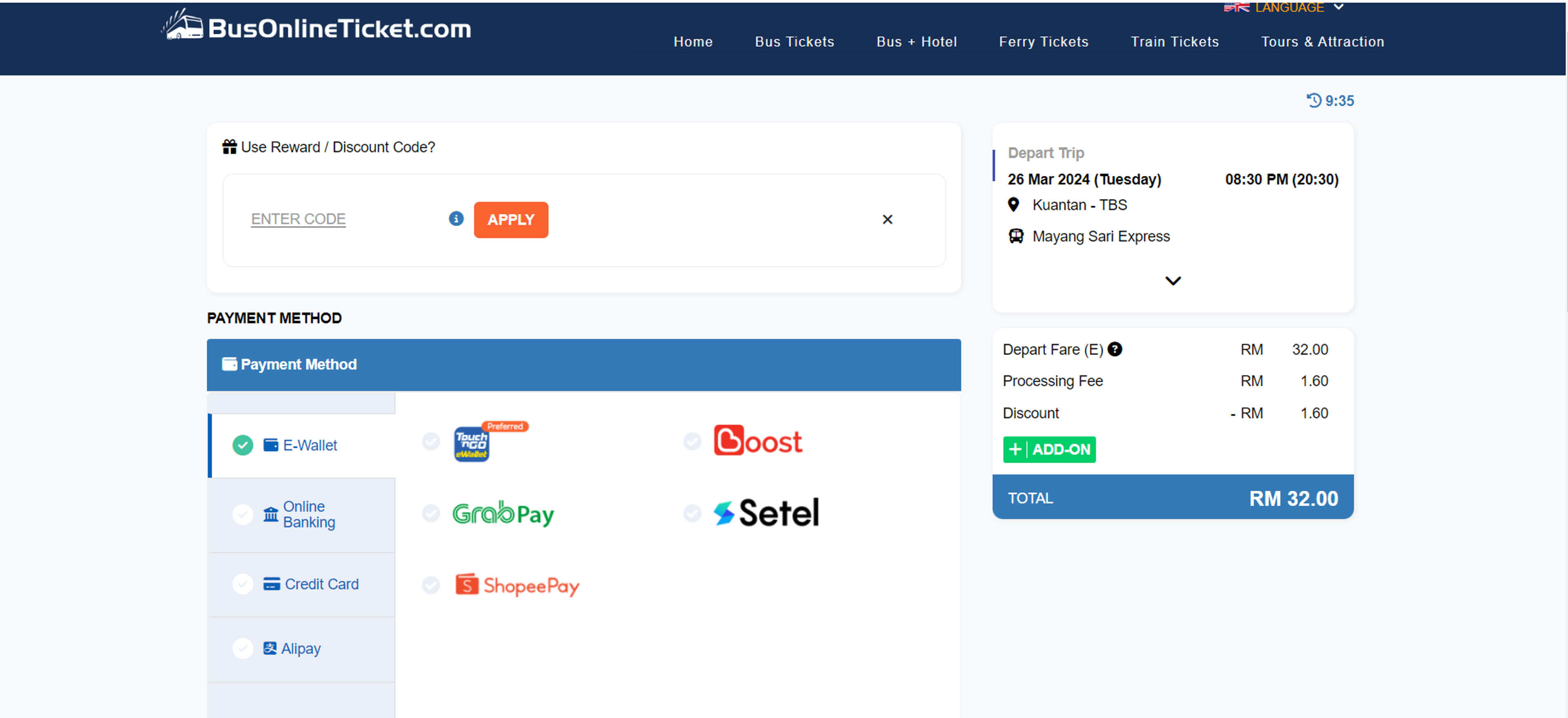 How to use coupon for BusOnlineTicket